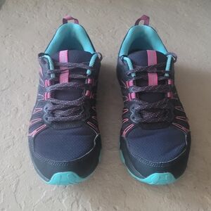 Size 6 Asics Gel-Venture 7 Black Neon Athletic Women Sneakers 1012A983